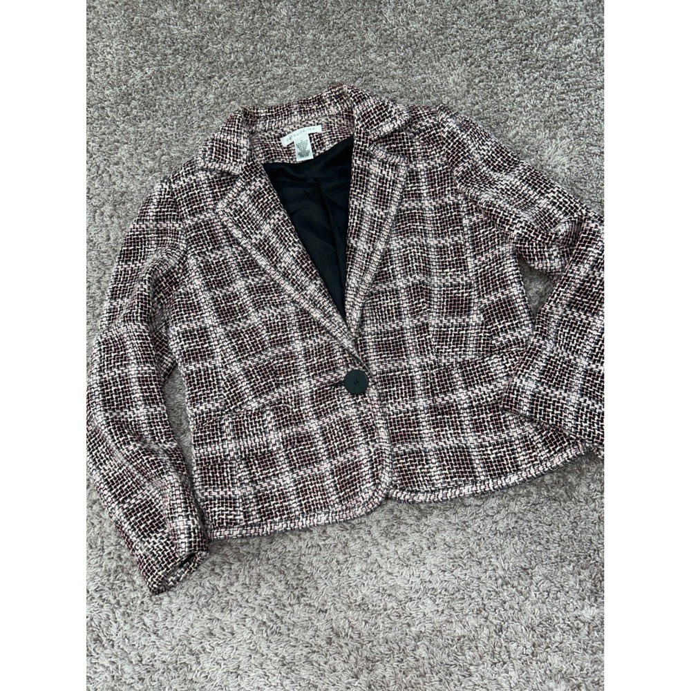 Pursuits LTD Tweed Blazer‎ Plaid Career Jacket Button Front Size 14